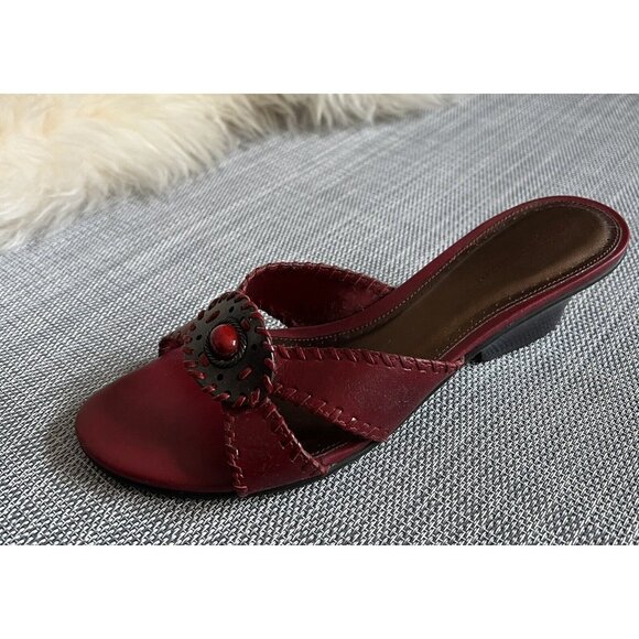 Ladies Naturalizer Dumas Red Leather Sandals Shoes Size 7.5M New Womens Heels - Picture 2 of 9